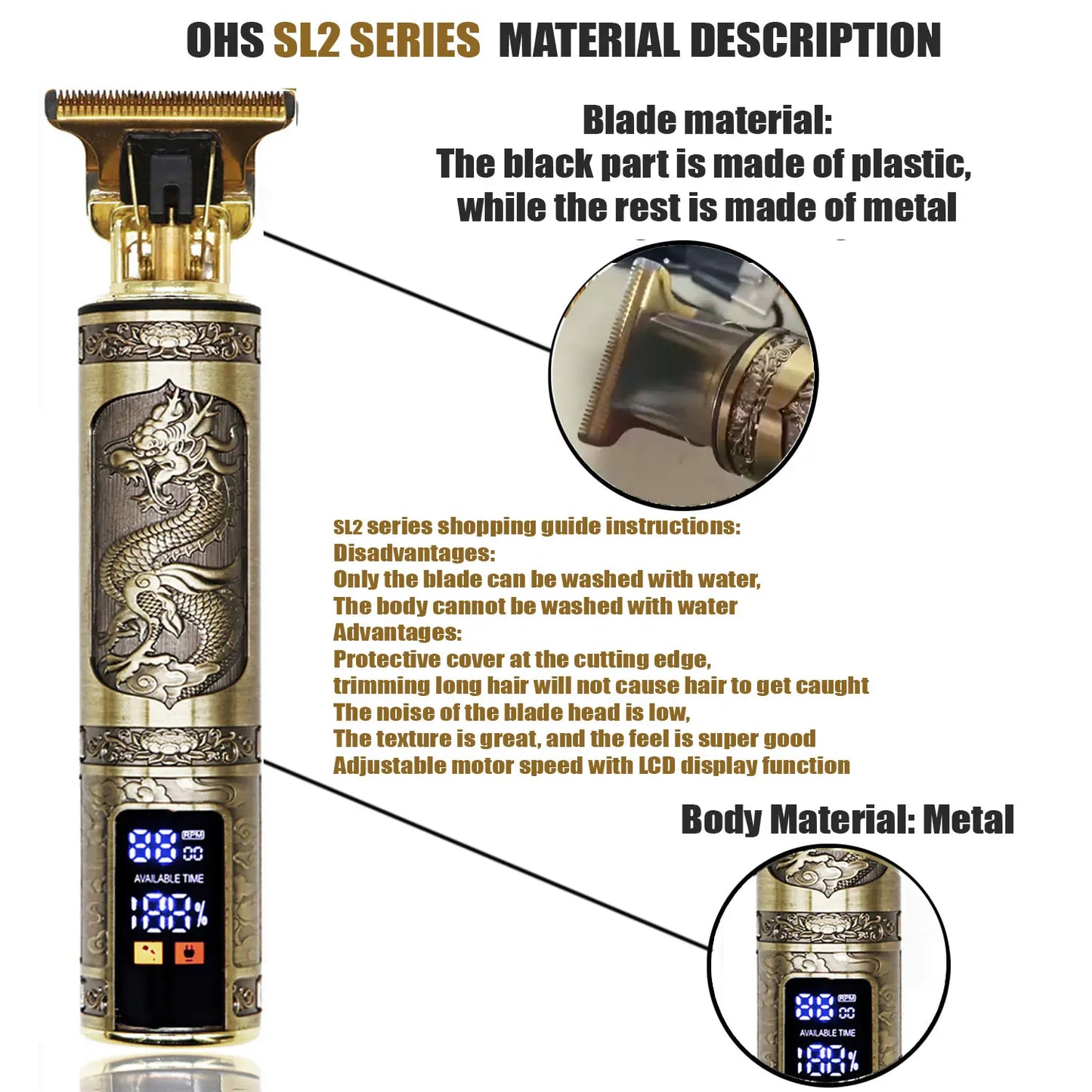 OHS T9 Hair Clipper Model S1 – Metal & Plastic Versions with Ultra-Quiet Low-Frequency Vibration