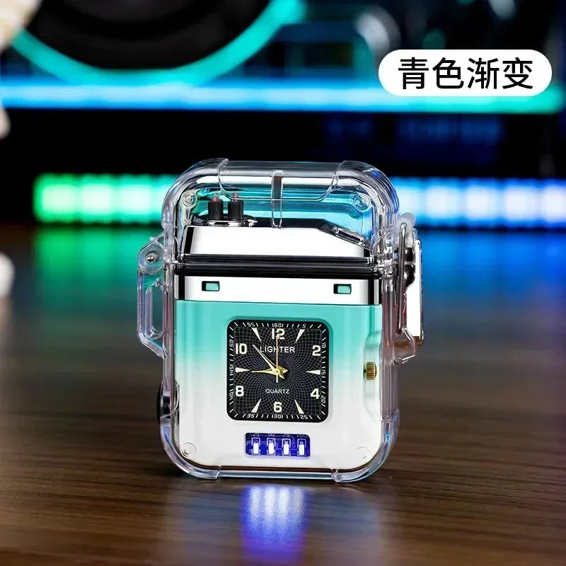 2023 New Waterproof Watch Lighter Windproof USB Plasma Rechargeable Lighter Outdoor Portable Cigarette Lighter Men's Watch Gift