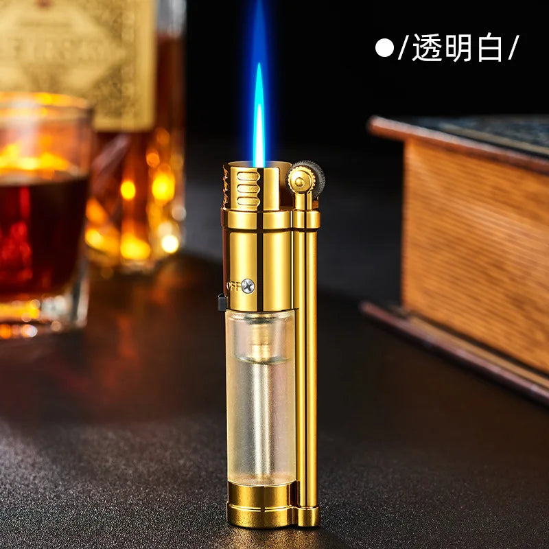 I New Metal Transparent Air Warehouse Windproof Direct Charge Lighter Creative Small Blue Flame Butane Gas Inflatable Lighter