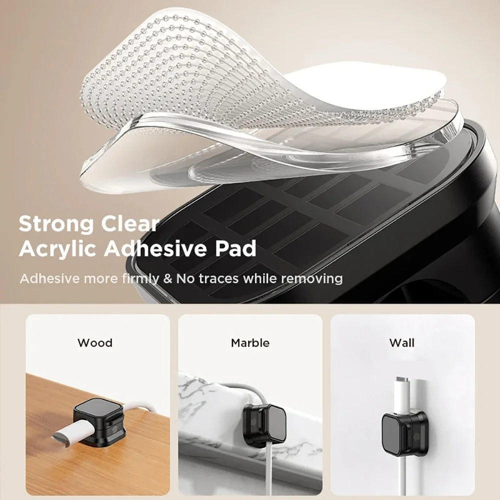 2-6PCS Magnetic Cable Clip Magnetic Cable Winder Cord Organizer Adjustable Cord Holder Under Desk Cable Management Holder
