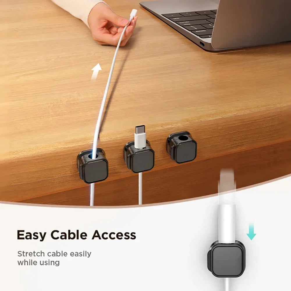 2-6PCS Magnetic Cable Clip Magnetic Cable Winder Cord Organizer Adjustable Cord Holder Under Desk Cable Management Holder