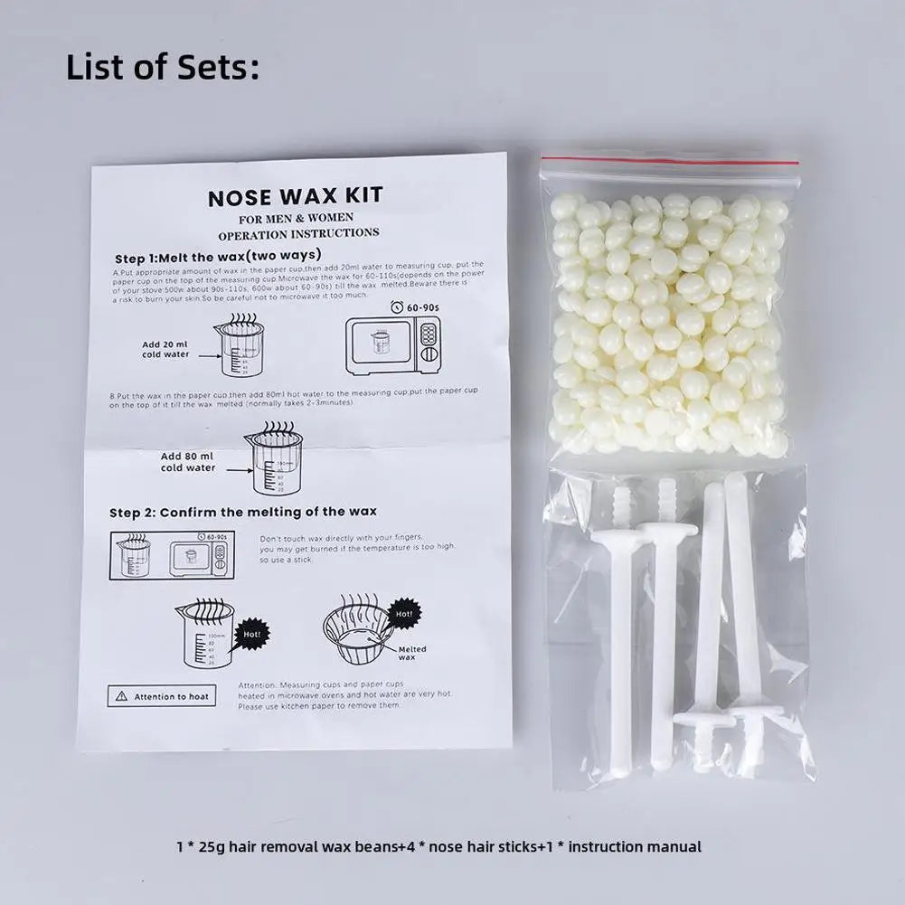 Portable Nose Wax Kit Painless Ear Nose Hair Removal Wax Kit Sticks Nail Wax Cleaning Nose Beauty 25g/50g For Men And Women