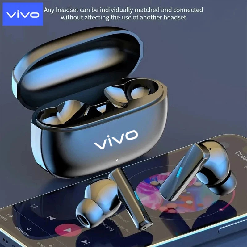 VIVO Wireless Bluetooth Earphones TWS Sports Headphones Earbuds Dual HD Mic Headset LED Display Gaming Earphone For IOS NEW