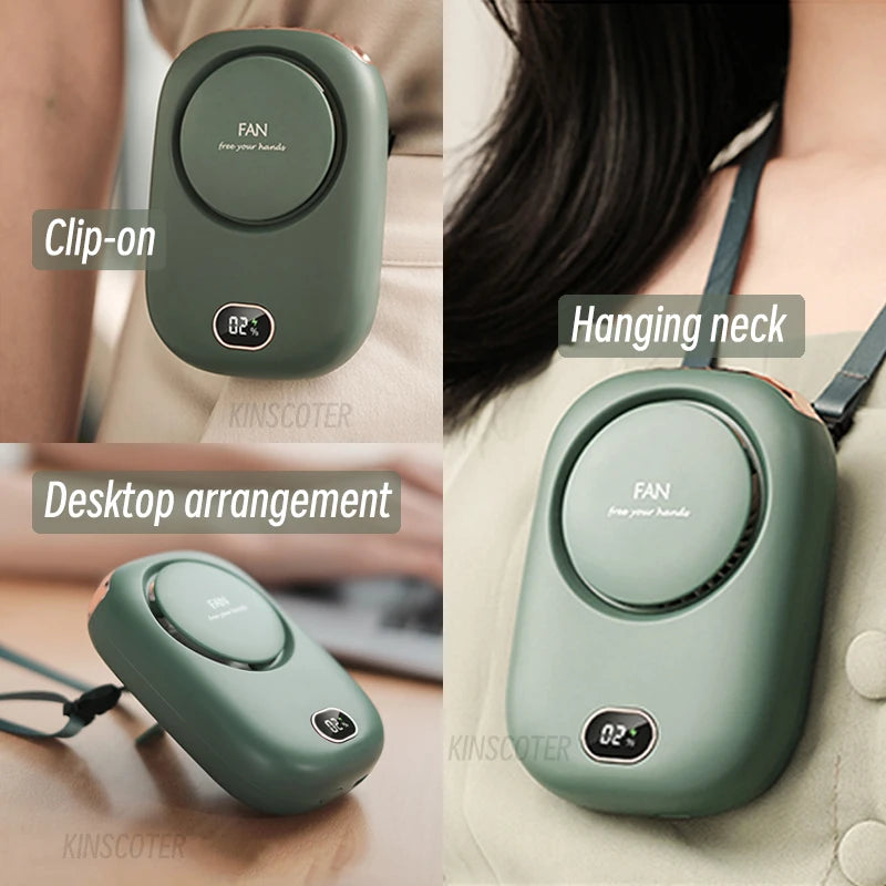 Portable Hanging Neck Fan Mini Cooling Waist Fans Bladeless USB