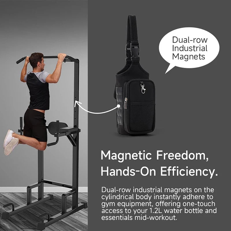 Magnetic Gym Sling Bag Water Bottle Cup Holder Bag,Portable Crossbody Water Bottle Phone Holder For Outdoor Sports Fitness
