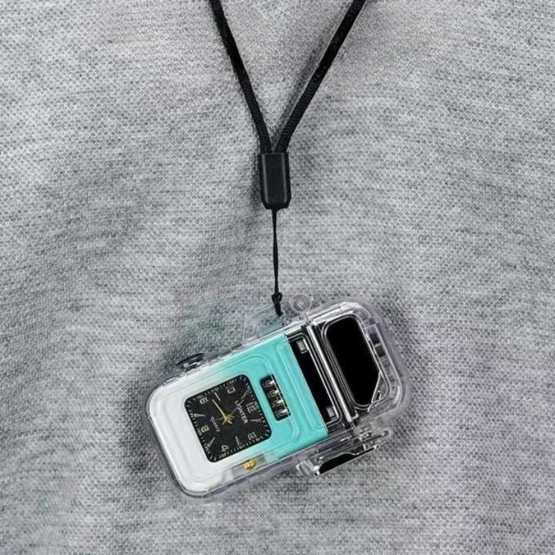 2023 New Waterproof Watch Lighter Windproof USB Plasma Rechargeable Lighter Outdoor Portable Cigarette Lighter Men's Watch Gift