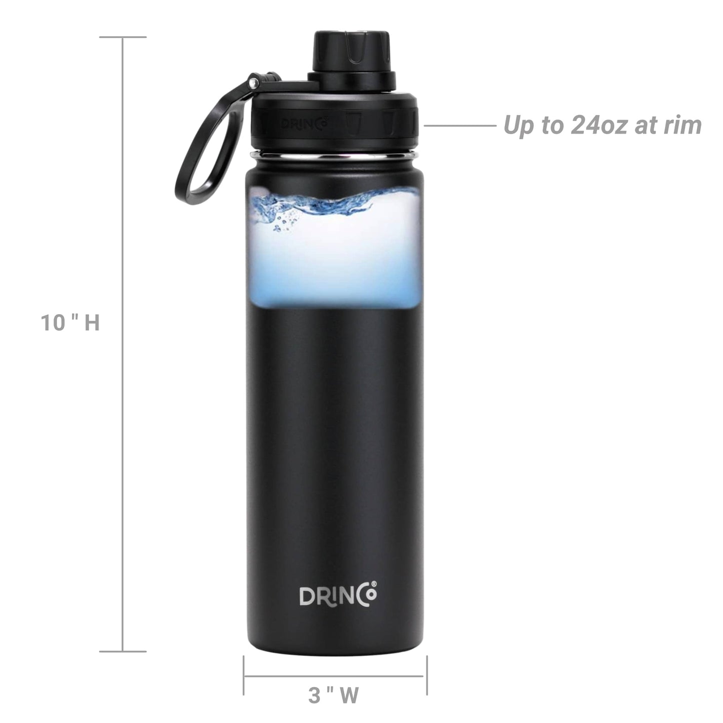 Insulated Stainless Steel Water Bottle - Black - Trending Products