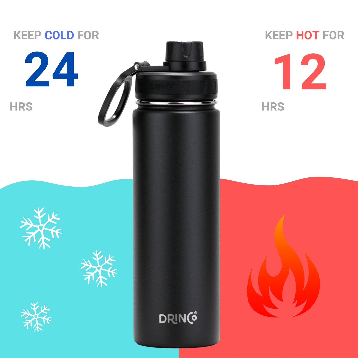 Insulated Stainless Steel Water Bottle - Black - Trending Products