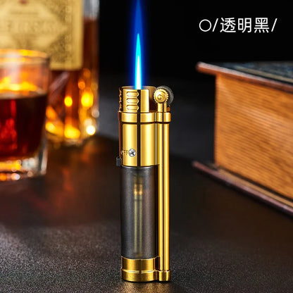 I New Metal Transparent Air Warehouse Windproof Direct Charge Lighter Creative Small Blue Flame Butane Gas Inflatable Lighter