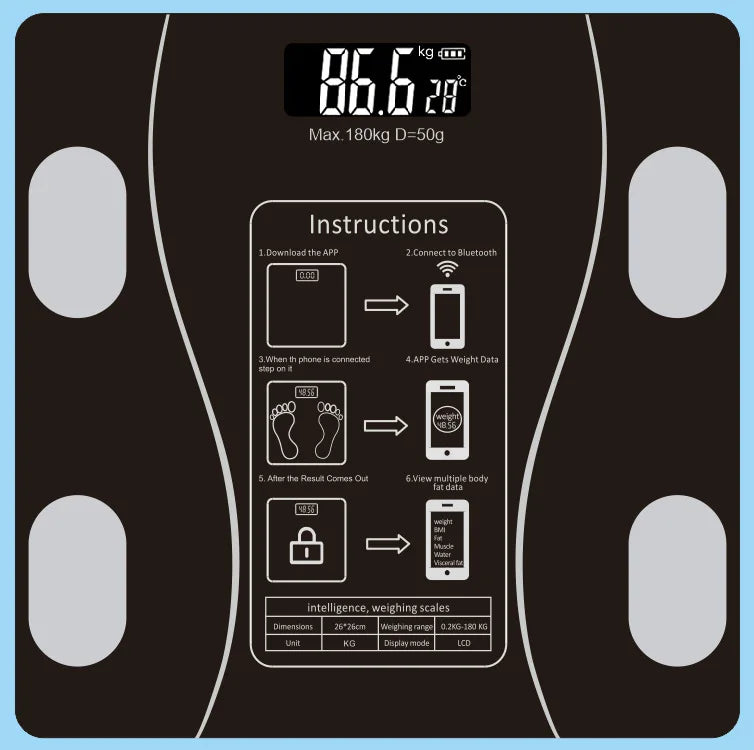 Body Fat Scale Smart Wireless Digital Bathroom Weight Scale Body Composition Analyzer With Smartphone App Bluetooth-compatible