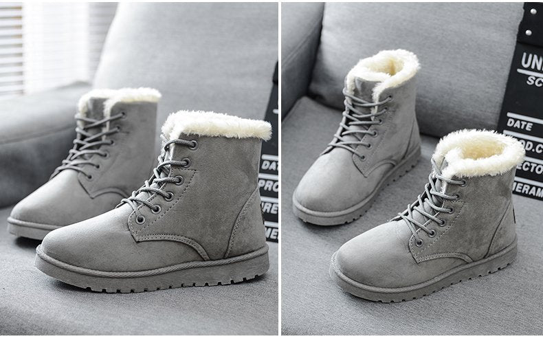 SnowLuxe CloudFur™ Damen Winter Stiefel – Warme Plüsch Knöchelschuhe aus Wildleder