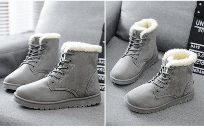 SnowLuxe CloudFur™ Damen Winter Stiefel – Warme Plüsch Knöchelschuhe aus Wildleder