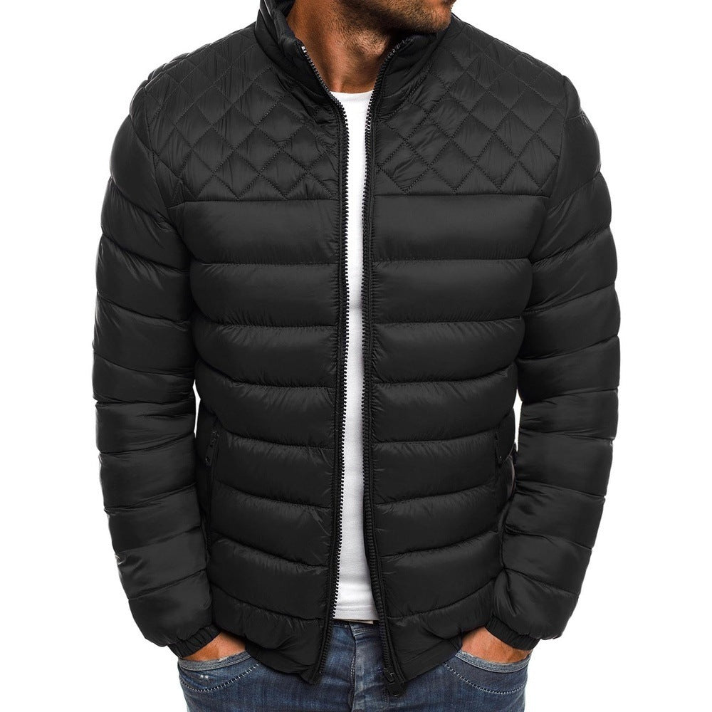 AeroQuilt PrimeShield™ Herren Wintermantel – Stehkragen Baumwoll-Jacke mit Rhombus-Steppung