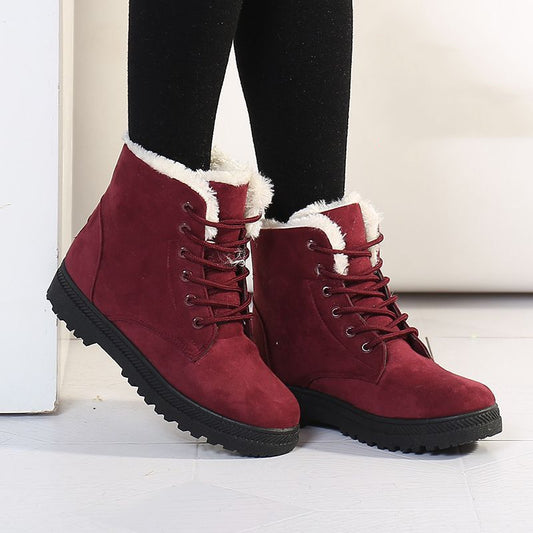 FrostLoom ArcticPlush™ Damen Winter Schneestiefel – Warme Plüsch Knöchelstiefel mit rutschfester Gummisohle
