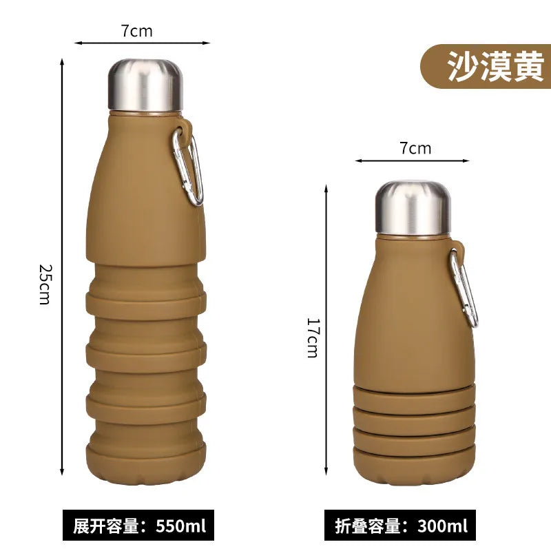 Silicone Foldable Water Bottle for Sports Reusable Leakproof Water Bottle with Carabiner Collapsible Water Bottle Dropshipping