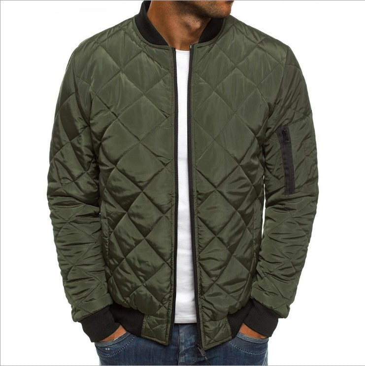 AeroQuilt PrimeShield™ Herren Wintermantel – Stehkragen Baumwoll-Jacke mit Rhombus-Steppung