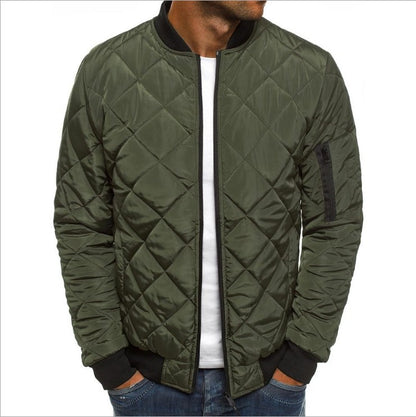 AeroQuilt PrimeShield™ Herren Wintermantel – Stehkragen Baumwoll-Jacke mit Rhombus-Steppung