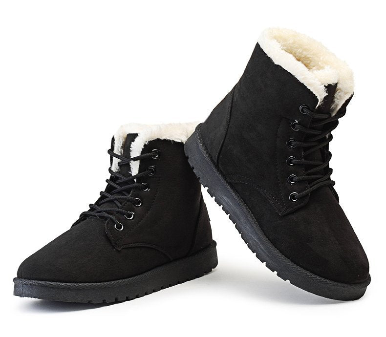 SnowLuxe CloudFur™ Damen Winter Stiefel – Warme Plüsch Knöchelschuhe aus Wildleder