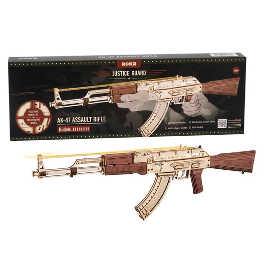 AK-47 3D Wooden Model Kit – Double-Firing Mechanical Puzzle (Ages 12+) ROKR