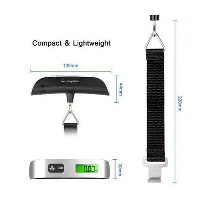 Portable Digital Luggage Scale with LCD Display – 110lb/50kg Travel Hanging Scale