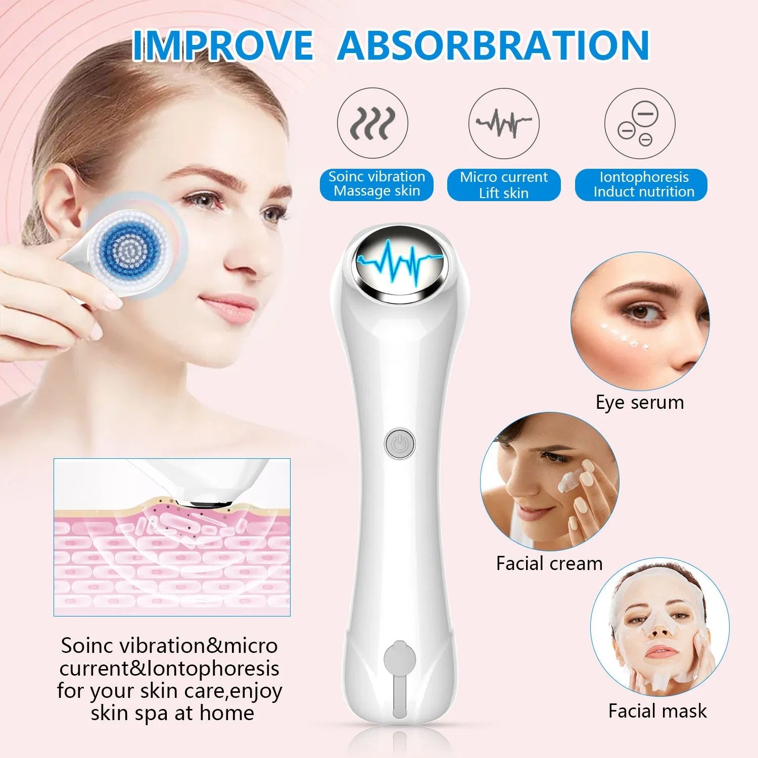 Facial Cleansing Brush, Brush For Exfoliating, IPX7 Waterproof 3 In 1 - Trending Products 