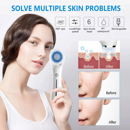 Facial Cleansing Brush, Brush For Exfoliating, IPX7 Waterproof 3 In 1 - Trending Products 