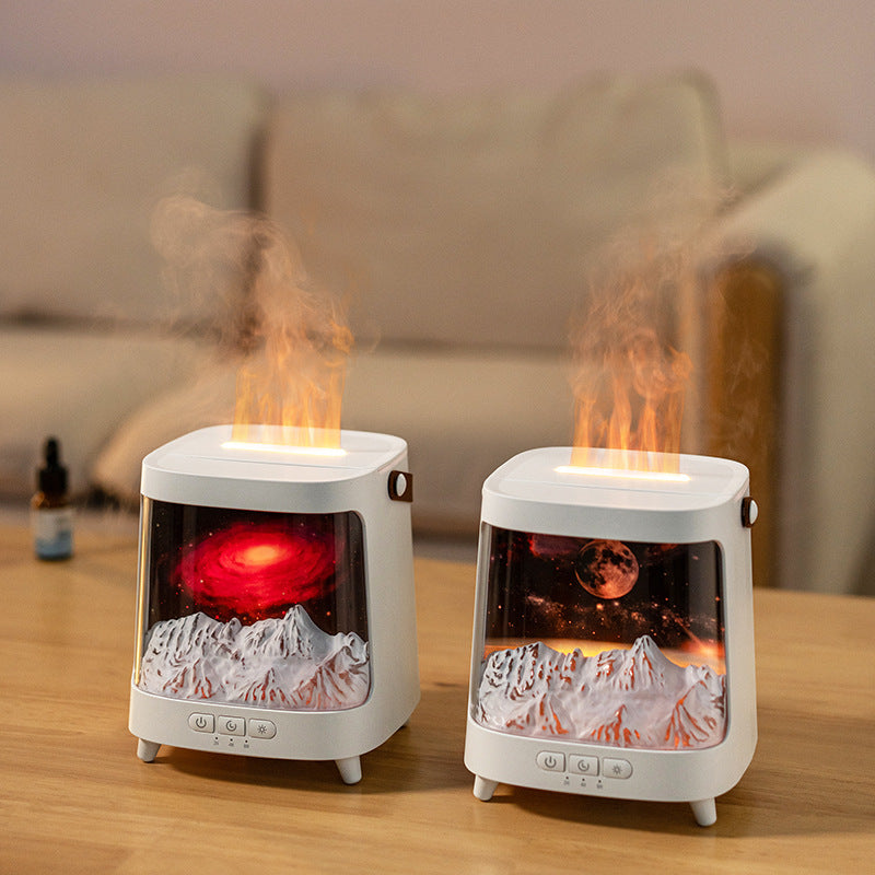 Nebula-Flame 3D Aroma Diffuser – Sternenhimmel Luftbefeuchter mit Flammen-Effekt 200ml