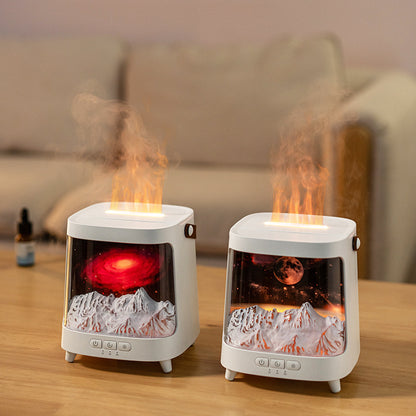 Nebula-Flame 3D Aroma Diffuser – Sternenhimmel Luftbefeuchter mit Flammen-Effekt 200ml