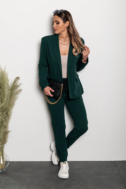 Elegant trousers and blazer set Estrena, green - Trending Products 
