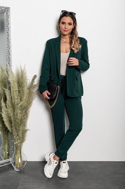 Elegant trousers and blazer set Estrena, green - Trending Products 