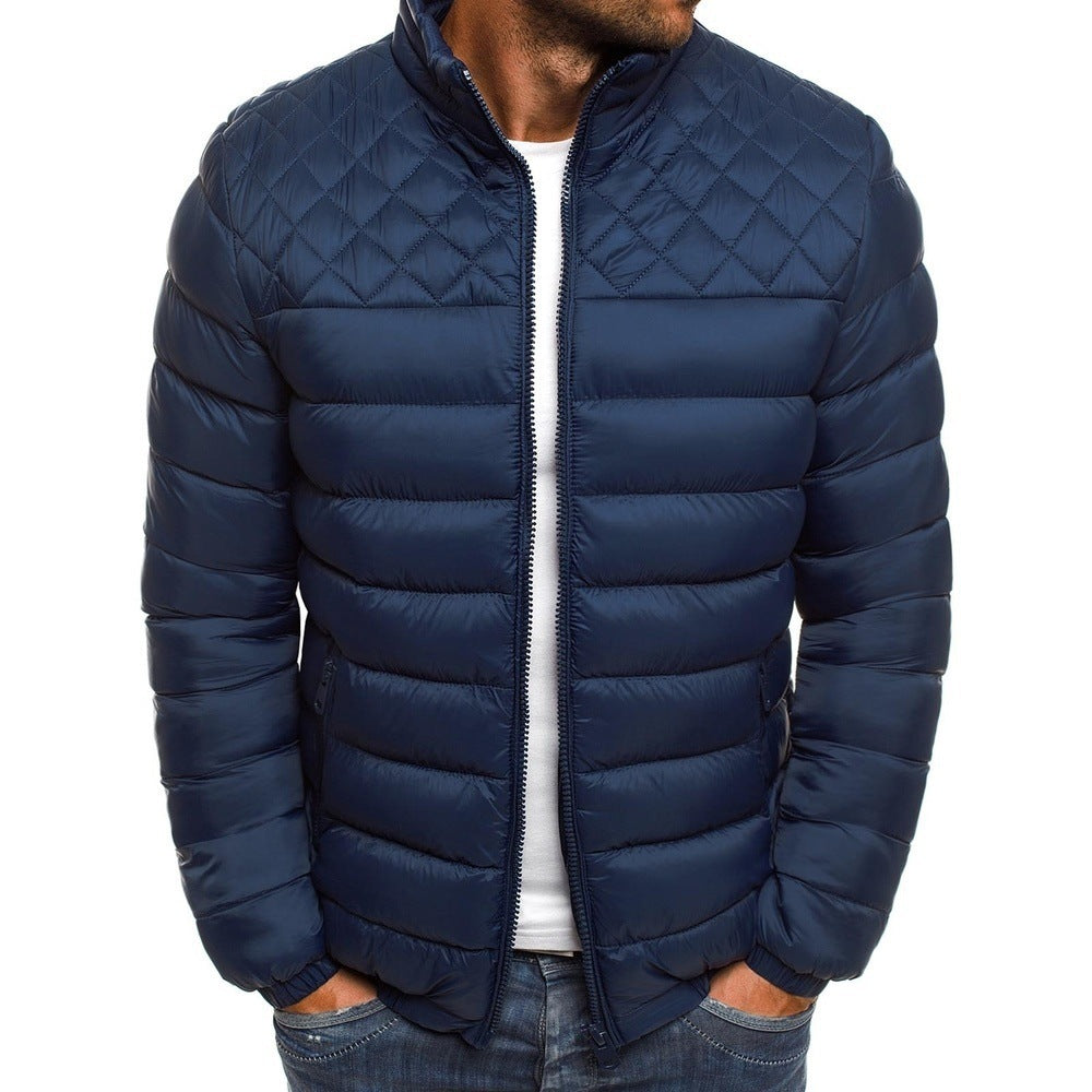 AeroQuilt PrimeShield™ Herren Wintermantel – Stehkragen Baumwoll-Jacke mit Rhombus-Steppung