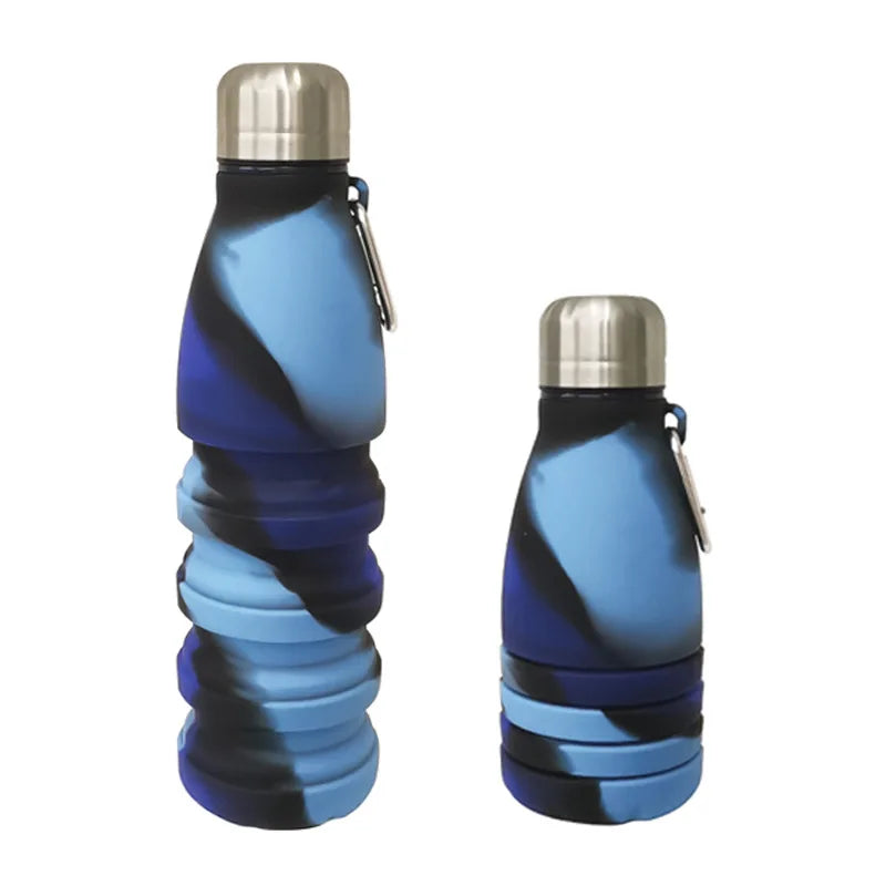 Silicone Foldable Water Bottle for Sports Reusable Leakproof Water Bottle with Carabiner Collapsible Water Bottle Dropshipping