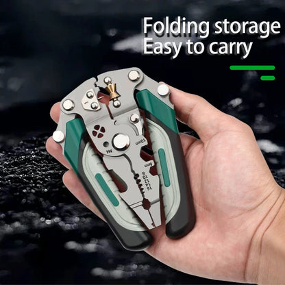 Foldable Wire Stripper with Pulley Design – Multi-Function Electrician Wire Splitter & Crimping Pliers