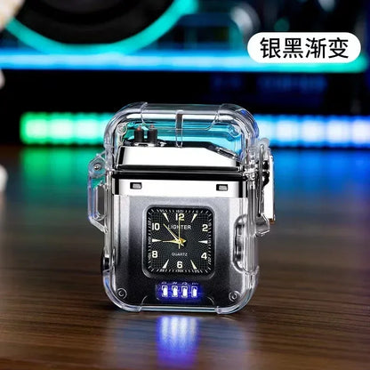 2023 New  Waterproof Watch Lighter Windproof USB Plasma Rechargeable Lighter Outdoor Portable Cigarette Lighter Men's Watch Gift