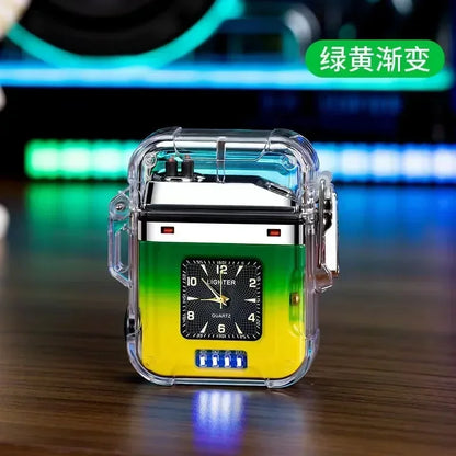2023 New  Waterproof Watch Lighter Windproof USB Plasma Rechargeable Lighter Outdoor Portable Cigarette Lighter Men's Watch Gift