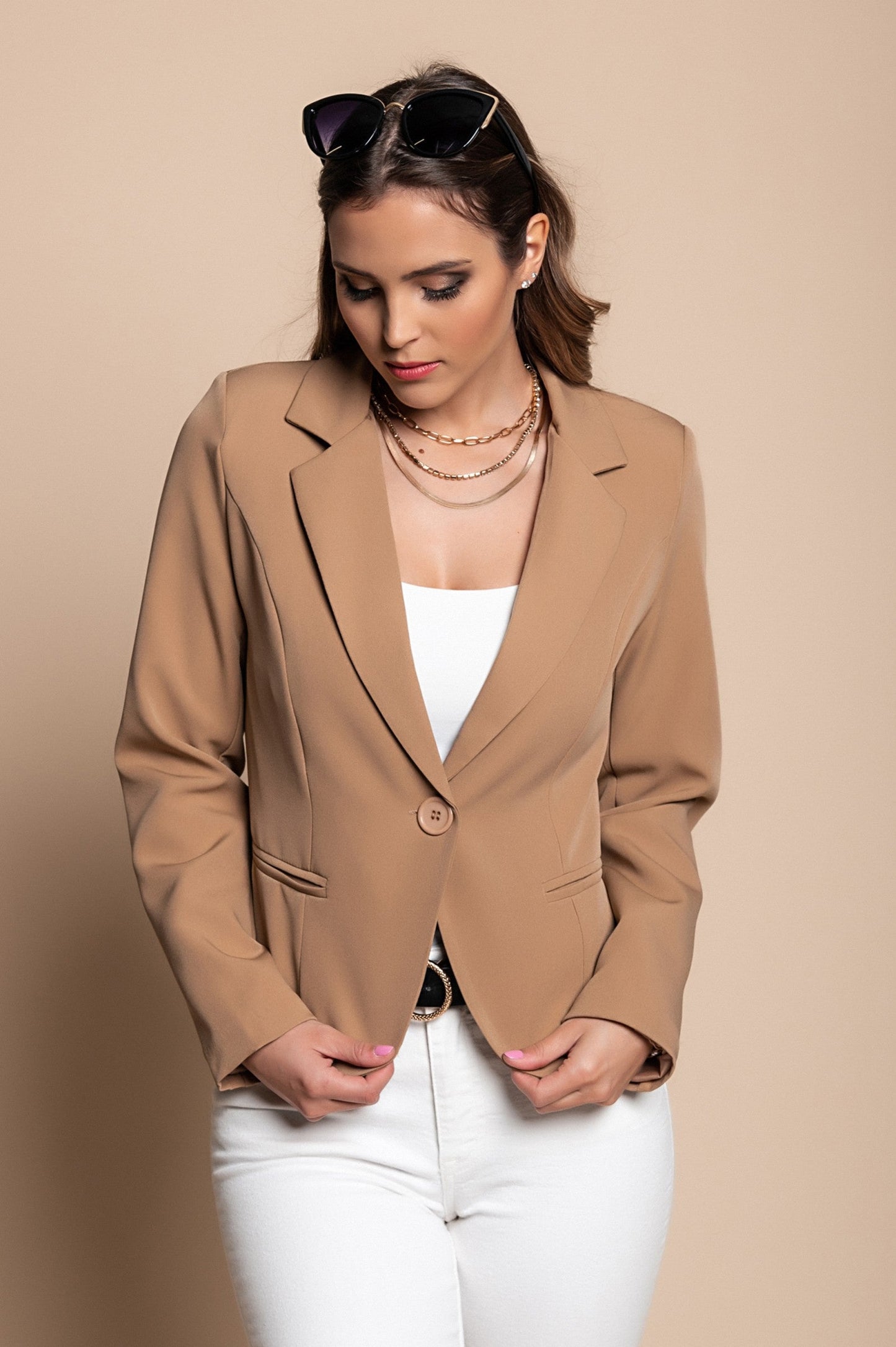 Blazer s klasičnim ovratnikom Softina, kamelja - Trending Products 