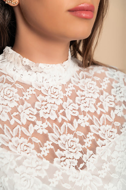 Elegant lace mini dress, white - Trending Products 