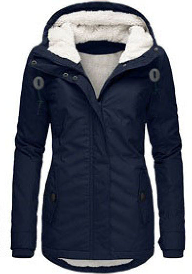 Winter Hooded Solid Color Fleece Jacket for Women – Warm Buckle & Zip-Up Casual Jacket with Pockets - Trending Products 