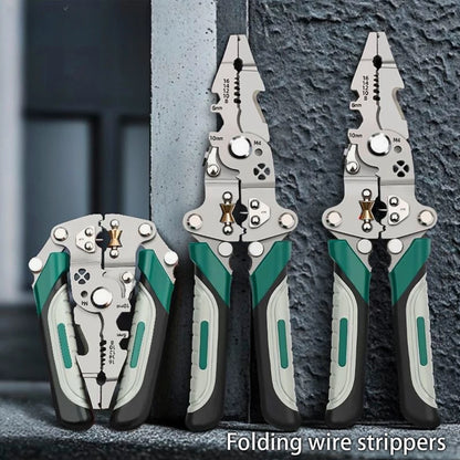 Foldable Wire Stripper with Pulley Design – Multi-Function Electrician Wire Splitter & Crimping Pliers
