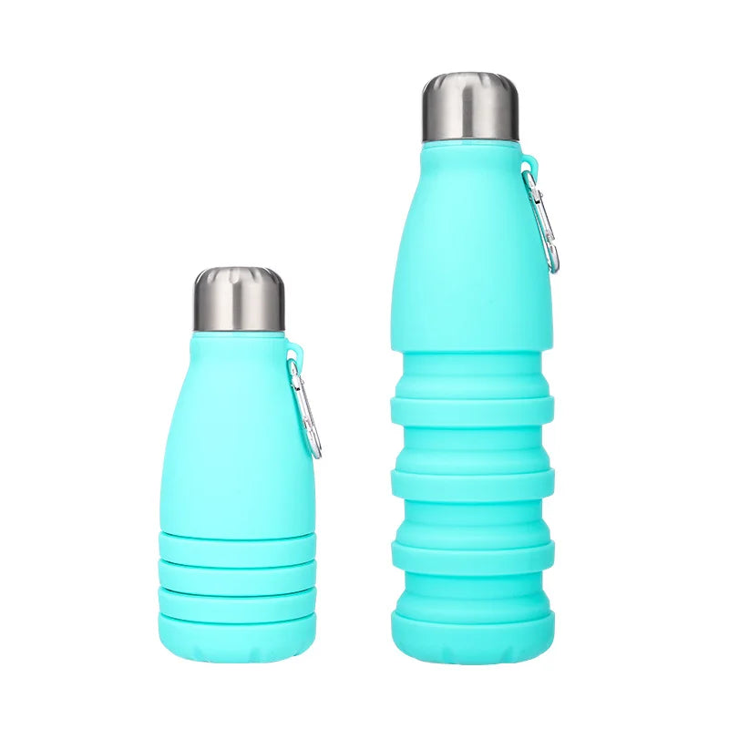 Silicone Foldable Water Bottle for Sports Reusable Leakproof Water Bottle with Carabiner Collapsible Water Bottle Dropshipping