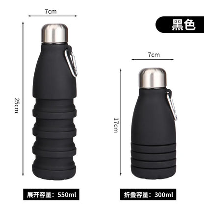 Silicone Foldable Water Bottle for Sports Reusable Leakproof Water Bottle with Carabiner Collapsible Water Bottle Dropshipping