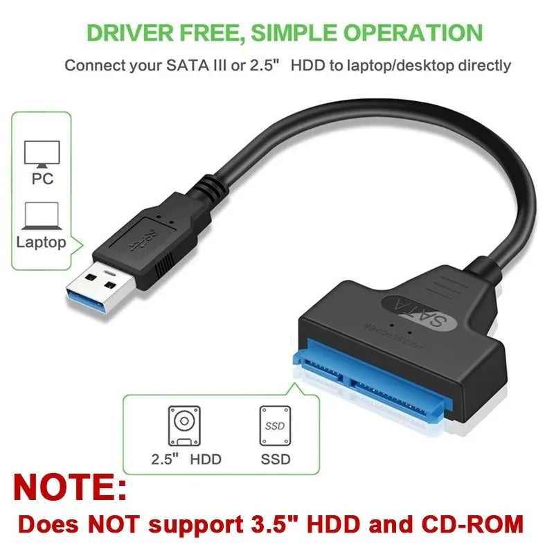 Coolcirc USB 3.0 to SATA Cable for 2.5” External HDD & SSD – Fast Hard Drive Adapter