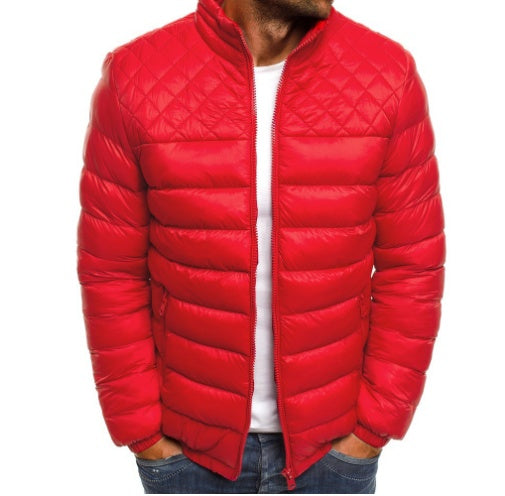 AeroQuilt PrimeShield™ Herren Wintermantel – Stehkragen Baumwoll-Jacke mit Rhombus-Steppung