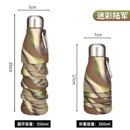 Silicone Foldable Water Bottle for Sports Reusable Leakproof Water Bottle with Carabiner Collapsible Water Bottle Dropshipping