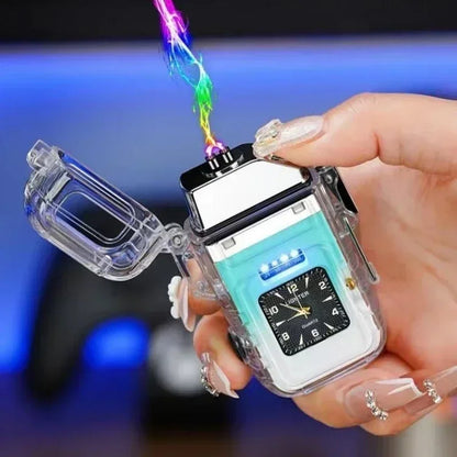 2023 New  Waterproof Watch Lighter Windproof USB Plasma Rechargeable Lighter Outdoor Portable Cigarette Lighter Men's Watch Gift