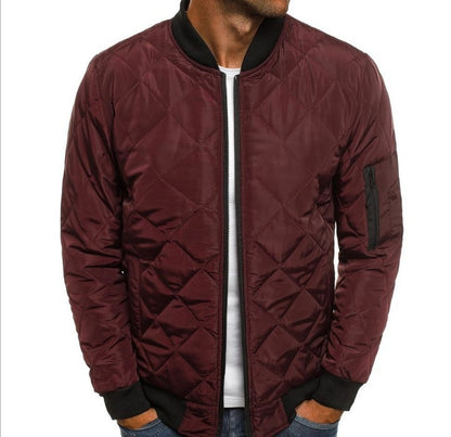 AeroQuilt PrimeShield™ Herren Wintermantel – Stehkragen Baumwoll-Jacke mit Rhombus-Steppung