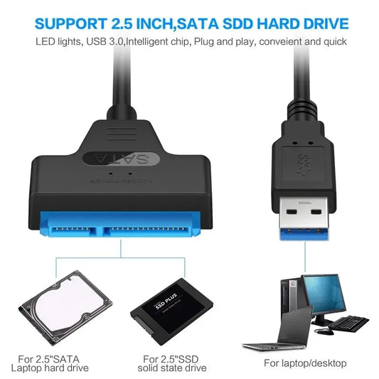 Coolcirc USB 3.0 to SATA Cable for 2.5” External HDD & SSD – Fast Hard Drive Adapter