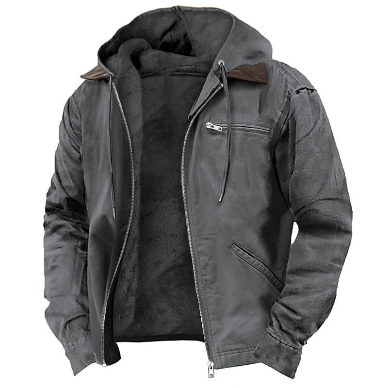 Men’s Winter Hooded Fleece Jacket | Warm Zip-Up Coat with Pockets | Casual Fashion Outwear - Trending Products 
