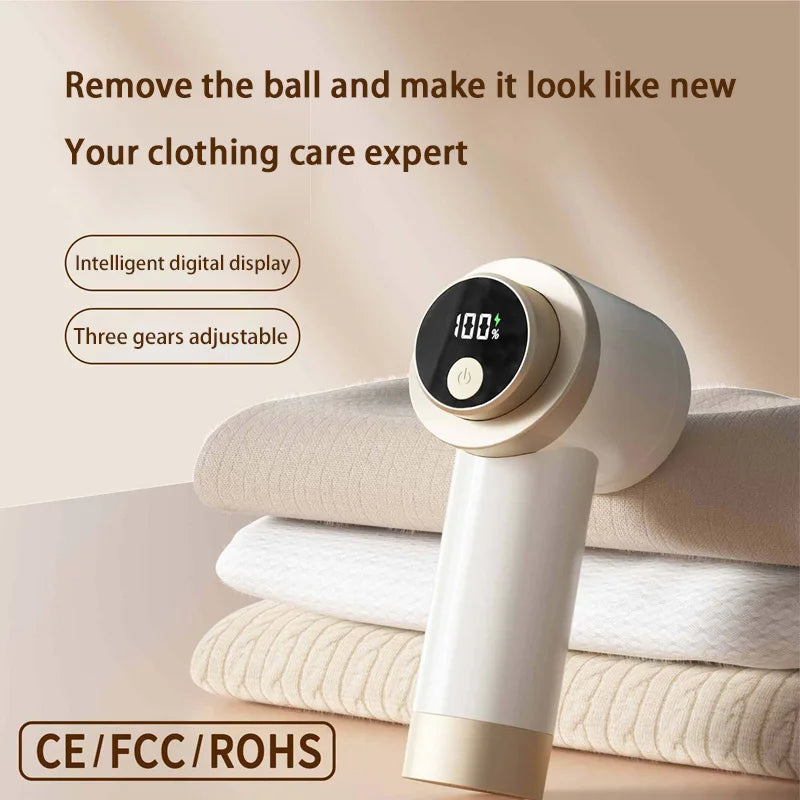 Electric Lint Shaver Digital Display Wireless Fabric Pill Remover 3 Speeds Rechargeable For Sweaters Clothes Hairball Trimmer