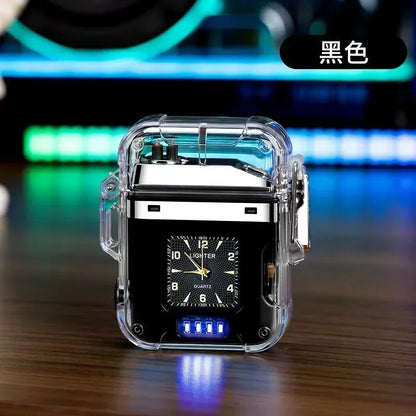 2023 New  Waterproof Watch Lighter Windproof USB Plasma Rechargeable Lighter Outdoor Portable Cigarette Lighter Men's Watch Gift